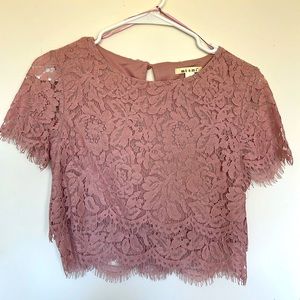 Pink lace crop top